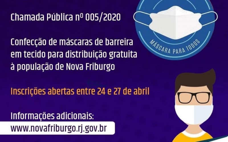 Prefeitura de Nova Friburgo publica edital para aquisição de um milhão de máscaras para distribuir à população 